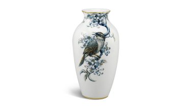 Bình hoa Minh Long 27 cm - Họa Mi và Hoa Bưởi - Cobalt Vàng