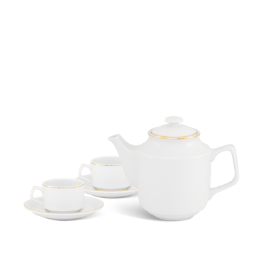 Bộ Ấm trà Minh Long 0.7L – Jasmine – Viền Chỉ Vàng