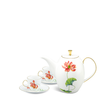 Bộ Ấm Chén uống trà Minh Long cao 0.47 L - Anna - Hương Sen
