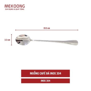 Muỗng café đá inox 304 19.5cm x 3.3cm