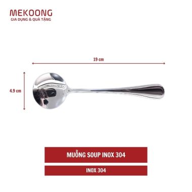 Muỗng soup inox 304 19cm x 4.9cm
