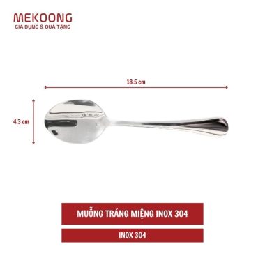 Muỗng tráng miệng inox 304 18.5cm x 4.3cm