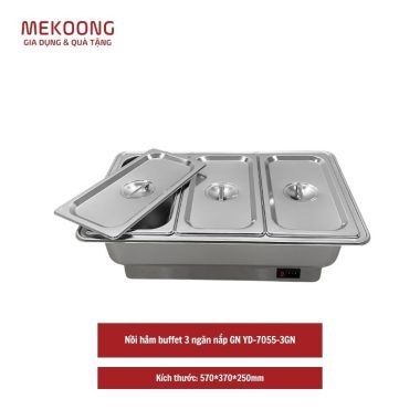 Nồi hâm buffet 3 ngăn nắp GN YD-7055-3GN