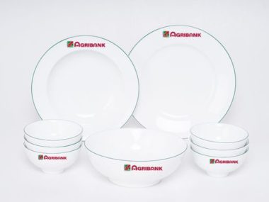 Bộ Đồ Ăn Minh Long Jasmine Xanh Chỉ 9 Sp Giá In Logo Agribank