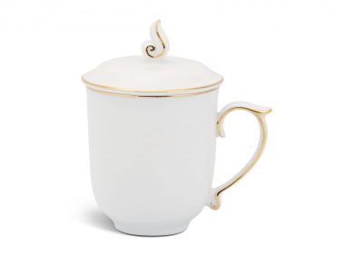 Ca trà sứ Minh Long 0.3 L Mẫu Đơn IFP Chỉ Vàng trắng