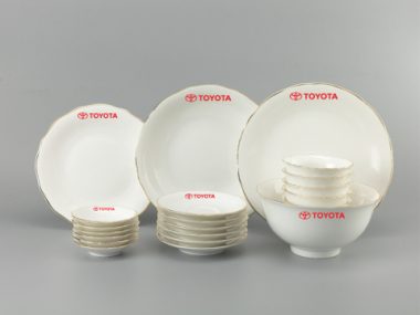 Bộ Đồ Ăn Minh Long Mẫu Đơn Chỉ Vàng 23 Sp Giá In Logo Toyota Cao Cấp