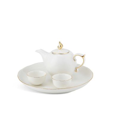 Bộ Ấm Chén uống trà Minh Long Mẫu Đơn IFP Kẻ Chỉ Vàng 0.3L