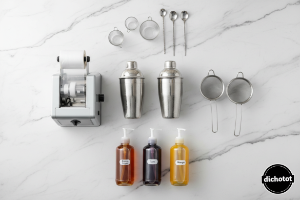 bubble tea tools flat lay Đồ Dùng Dụng Cụ Bếp Pha Chế Trà Sữa Giá Sỉ