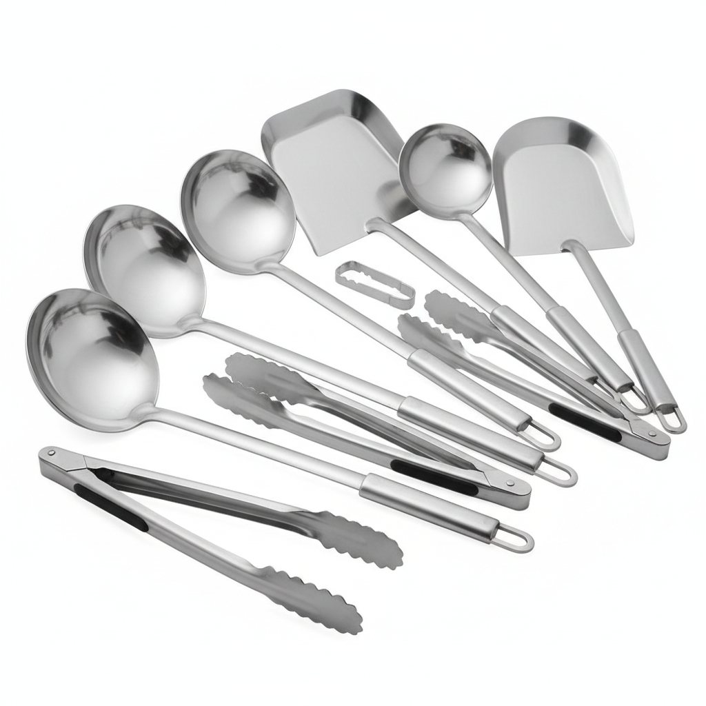 canteen utensils close up Chi Tiết Về Đồ Dùng Dụng Cụ Bếp Căn Tin Trong Vận Hành Thực Tế