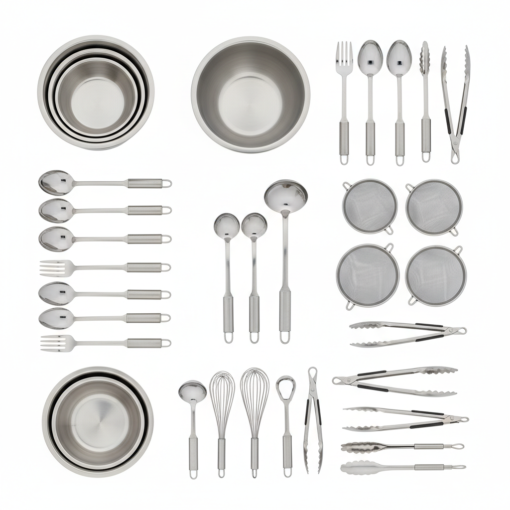 flatlay d ng c b p Đồ Dùng Dụng Cụ Bếp Khách Sạn: Giải Pháp Vận Hành Đẳng Cấp Và Tối Ưu Chi Phí Số Lượng Lớn