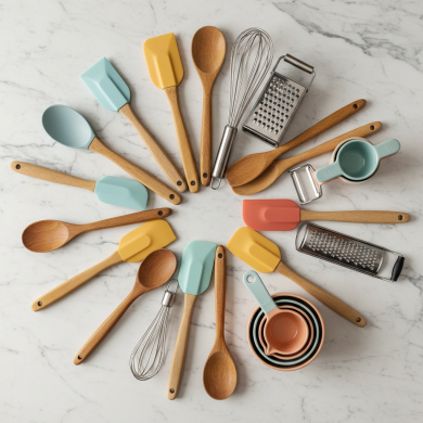 home kitchen utensils flat lay 1 Đồ Dùng Dụng Cụ Bếp Resort