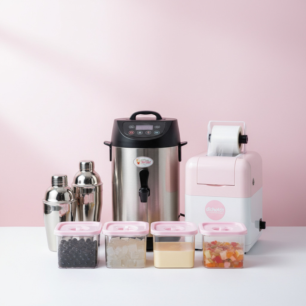 milk tea equipment hero shot Đồ Dùng Dụng Cụ Bếp Pha Chế Trà Sữa: Giải Pháp Tối Ưu Tốc Độ Vận Hành Và Chi Phí Cho Chuỗi F&B