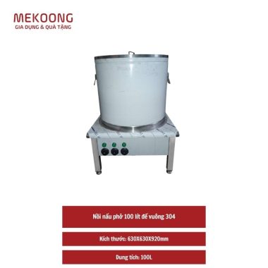 Nồi nấu phở 100 lít đế vuông 304 nấu điện