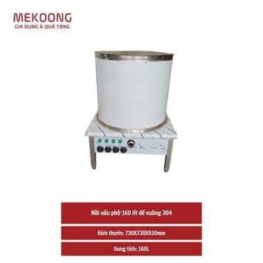 Nồi nấu phở 160 lít đế vuông 304 nấu điện