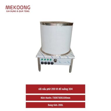 Nồi nấu phở 200 lít đế vuông 304 nấu điện