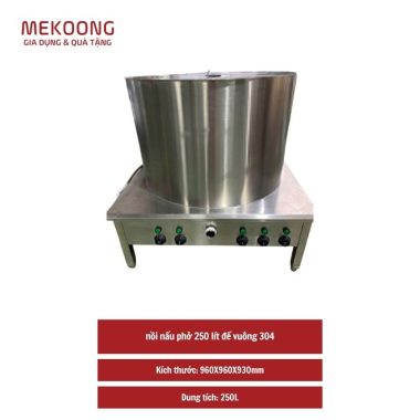 Nồi nấu phở 250 lít đế vuông 304 nấu điện