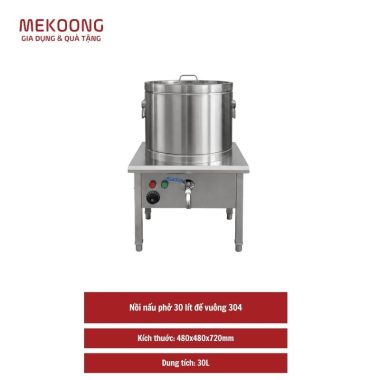 Nồi nấu phở 30 lít đế vuông 304 nấu điện