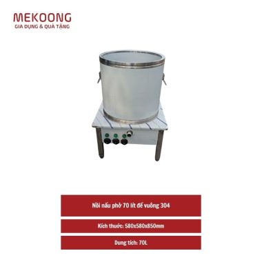 Nồi nấu phở 70 lít đế vuông 304 nấu điện