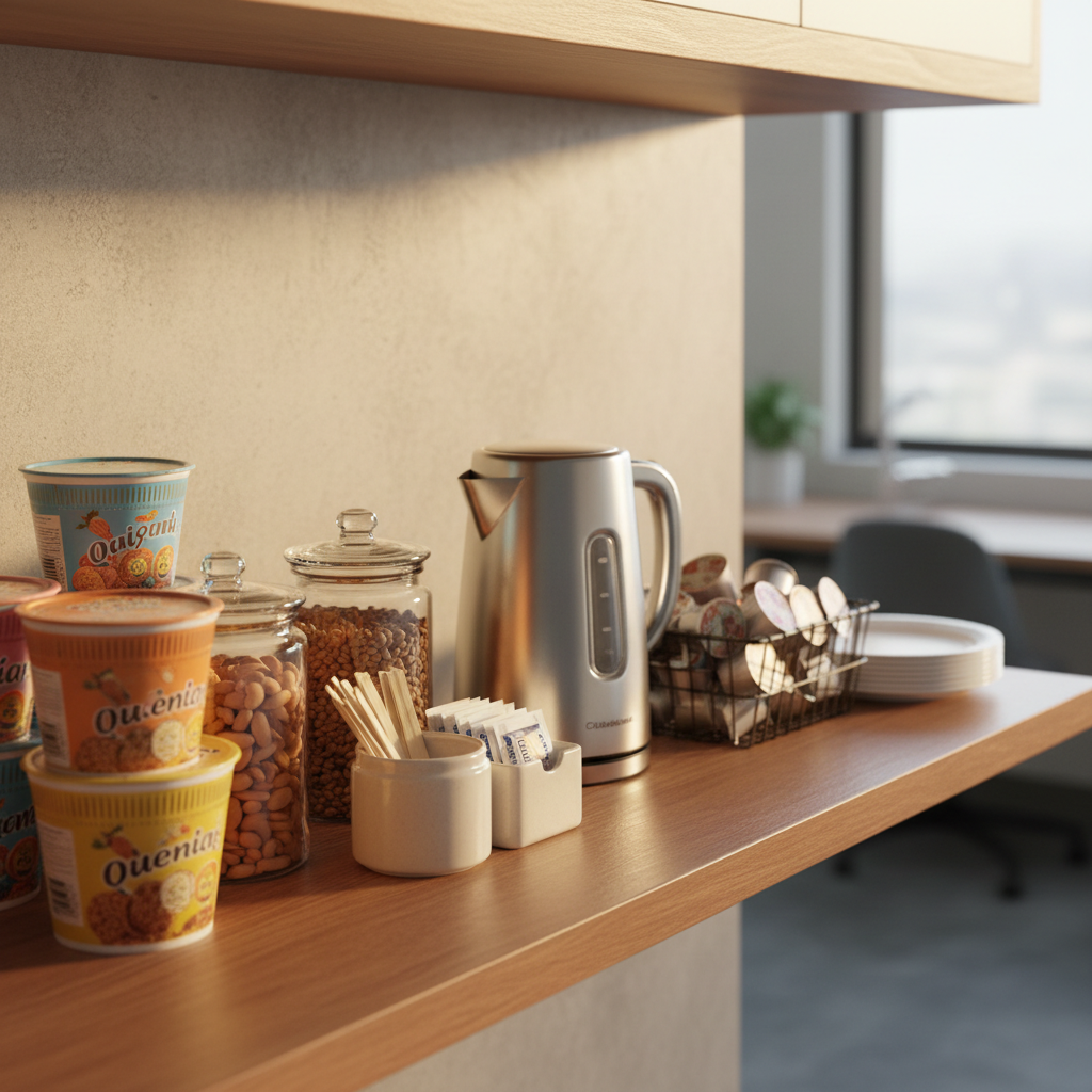 office pantry shelf supplies Đồ Dùng Dụng Cụ Bếp Văn Phòng Là Gì?