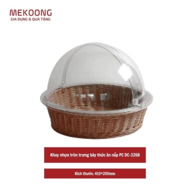 Khay nhựa tròn trưng bày thức ăn nắp PC DC-326B