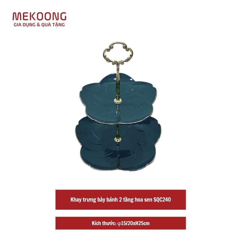 Khay trưng bày bánh 2 tầng hoa sen SQC240