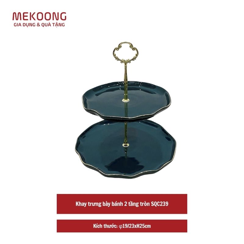 Khay trưng bày bánh 2 tầng tròn SQC239