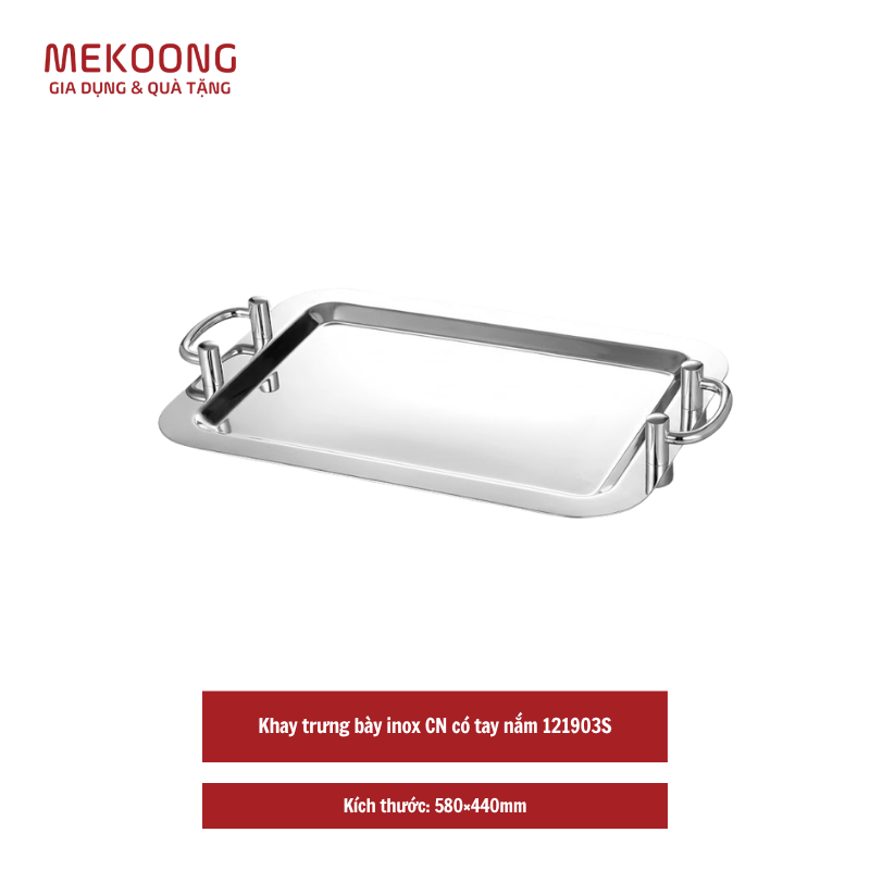 Khay trung bay inox CN co tay nam 121903S Khay trưng bày inox CN có tay nắm 121903S