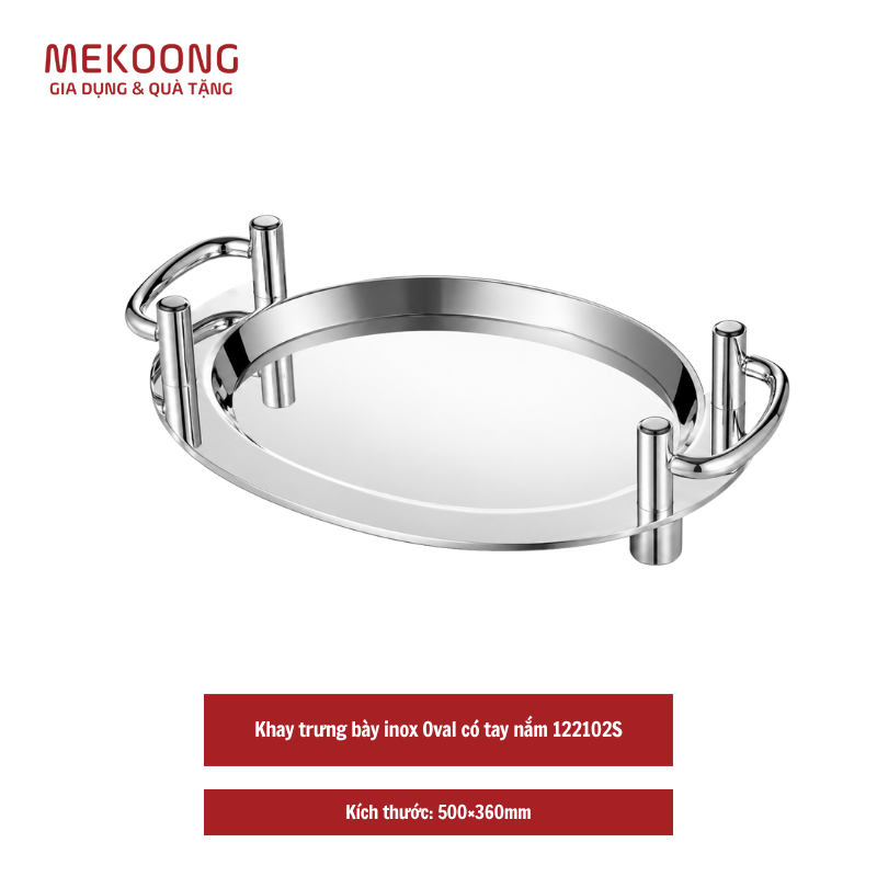 Khay trung bay inox Oval co tay nam 122102S Khay trưng bày inox Oval có tay nắm 122102S