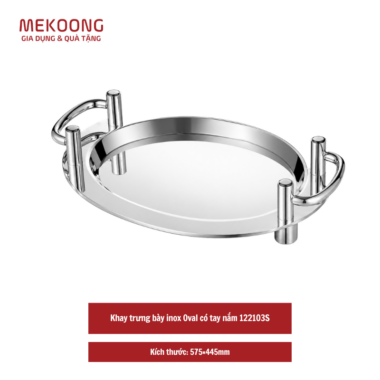 Khay trưng bày inox Oval có tay nắm 122103S